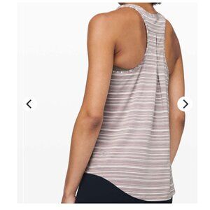 Lululemon Love Tank *Pleated Cut Back Stripe Light Chrome Dark Chrome Women's 8